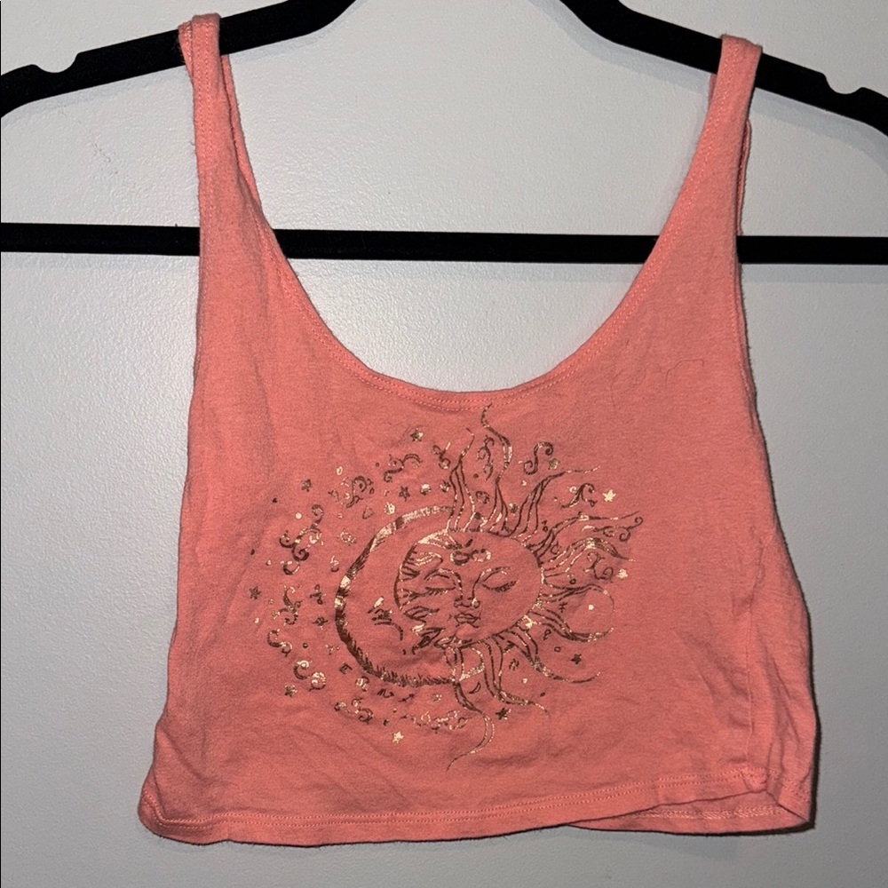 LA Hearts Sun and Moon Coral Crop Top
